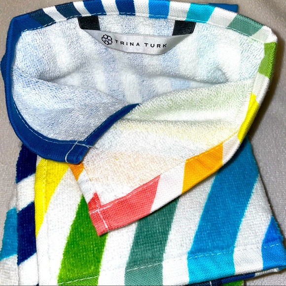 New! Trina Turk 2Pc Rainbow Striped Hand Towel Set🌈 - Picture 7 of 9